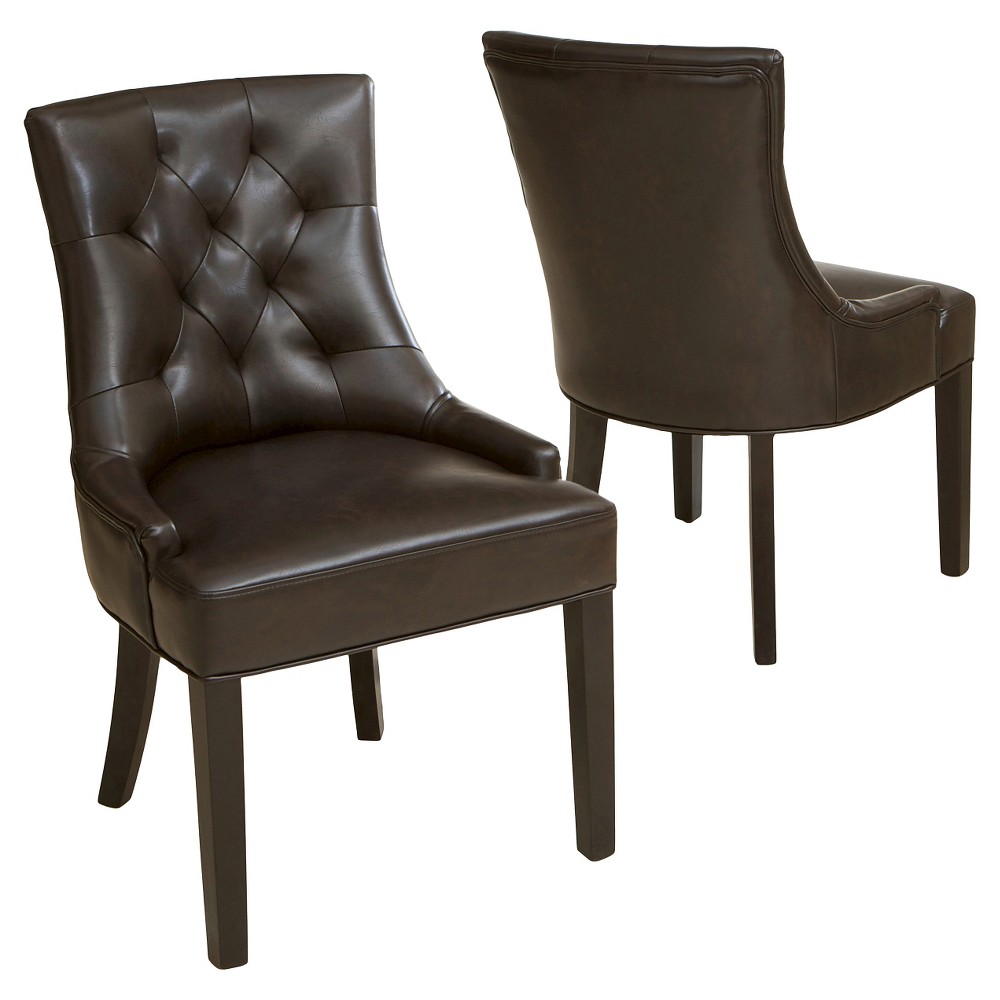 Photos - Chair Set of 2 Hayden Tufted Dining  Brown - Christopher Knight Home