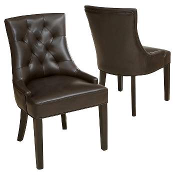 Set of 2 Hayden Tufted Dining Chairs Brown - Christopher Knight Home