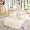 Living Room Compressed Chaise Lounge Foam Sofa bed, Fluffy Corduroy Upholstered Cloud Couch with Deep Seat, Beige - 2 of 4