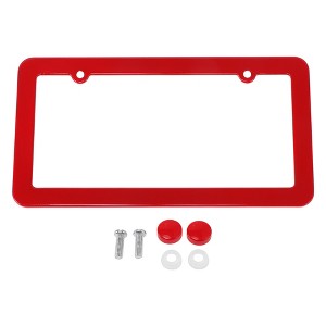 Unique Bargains License Stainless Steel with Screws Caps 2 Round Hole Wide Frame - 1 of 4