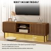 Stylish TV Stand with Vertical Striped Doors, Sliding Door Design,Space-Saving TV Console or Side Cabinet, Solid Wood Legs,Max TV Size 70-79" - 2 of 4