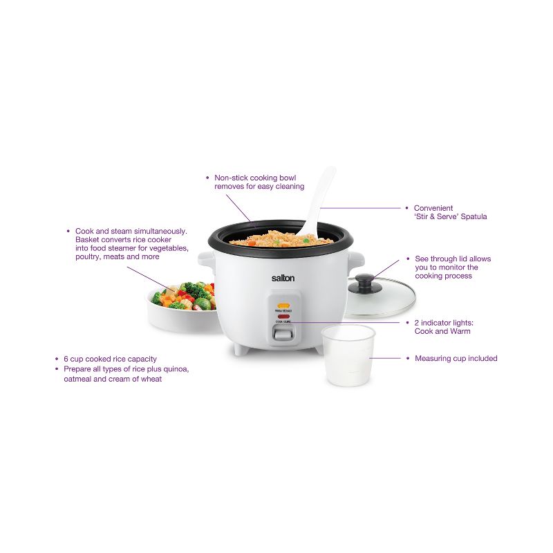 Salton Automatic 6-Cup Rice Cooker, 3 of 6