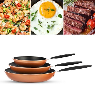 Gotham Steel Copper Nonstick Ceramic Coated Fry Pan Set - 8'', 10'' and 12''