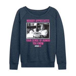 Women's - Pretty in Pink - Duckie and Blane Lightweight French Terry Wide Neck Long Sleeve Shirt - 1 of 4