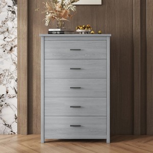 FONTOI Country Style Nightstand with 5 Drawers, Side Table with Storage Cabinet, Dresser for Bedroom, Gray, 15.7"*47.8"*31.5" - 1 of 4