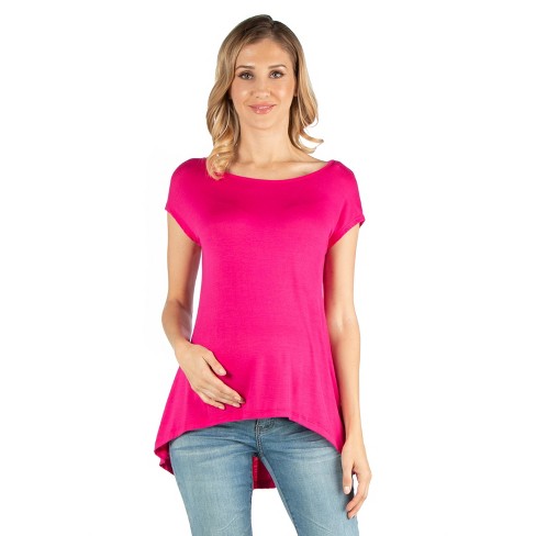 Scoop Neck High Low Maternity T Shirt-pink-1x : Target