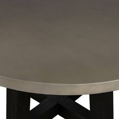 Gray Concrete and Acacia Round Dining Table for Six