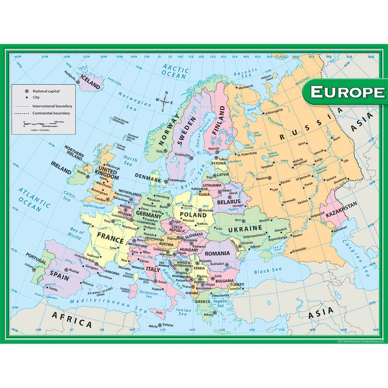 Teacher Created Resources Europe Map Chart, 1 of 3