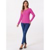 Allegra K Women's Ribbed Knit Long Sleeve Round Neck Zipper Front Blouse - 4 of 4