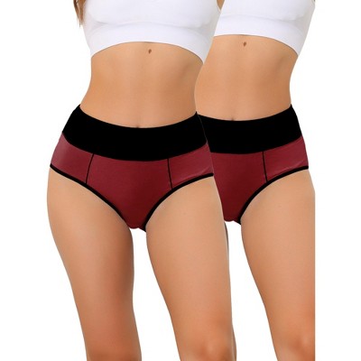 Allegra K Women's High Waist Tummy Control Color-Block Brief 2 Pcs