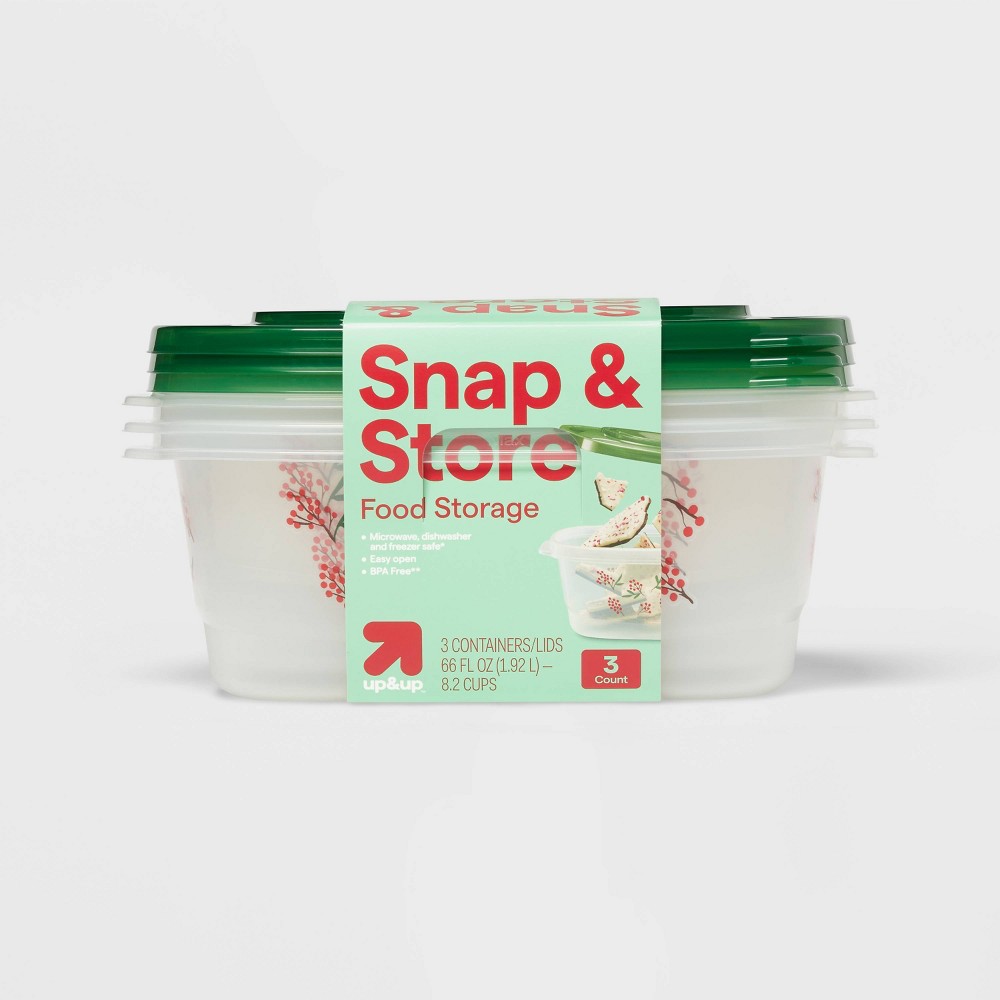 Holiday Large Rectangle Food Storage Containers - 66oz/3ct - up&up™