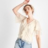 Women's Short Sleeve V-Neck Lace Blouse - Future Collective Cream - 3 of 3