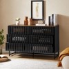 TIRAMISUBEST 3-Drawer Buffet Cabinet with Slatted Doors, Mid-Century Storage for Dining Rooms - 3 of 4