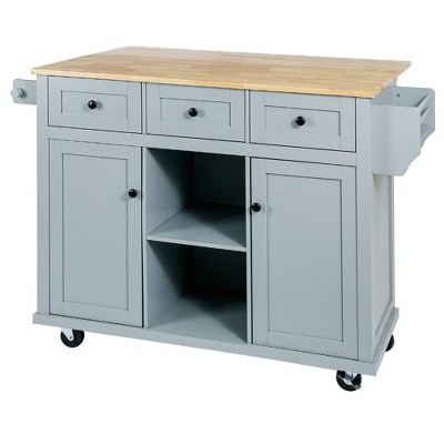 NicBex 53.1Inch Rolling Kitchen Island with Drop Leaf,Storage Cabinet and 3 Drawers