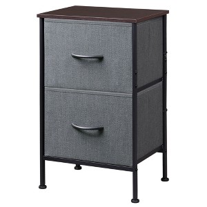 Nightstand with 2 Drawers, Bedside Furniture for Bedroom, College Dorm, End Table with Fabric Bins, Dormitory - 1 of 4