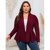 BLUEMING Womens Plus Size Blazers Business Casual Knit Blazer Long Sleeve Shawl Lapel High Waist Jackets - 3 of 4