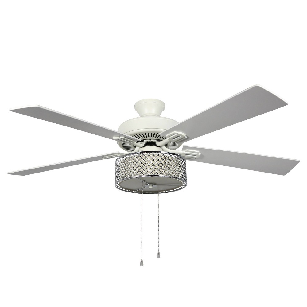 Photos - Fan 52" LED 5-Blade Chromed Wave Lighted Ceiling  - River of Goods: Flush M