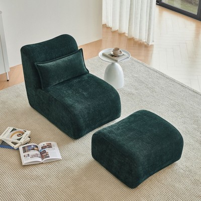 CAVINAS Recliner Single Seat Upholstered Lounge Chair Sofa Modern Design Accent Sofa with Ottoman for Living Room