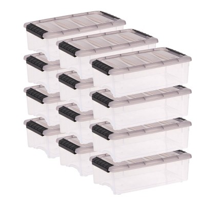IRIS 5qt 12pk Stack & Pull Box Clear with Gray Lid