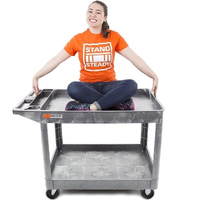 Gray Extra Large Heavy-Duty 2 Shelf Utility Cart
