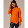 INSPIRE CHIC Women's Mock Neck Pullover Drop Shoulder Long Sleeve Side Slit Sweater - 2 of 4