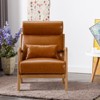 Bestier Mid-Century Accent Chair with Wood Frame, Upholstered Living Room Chair with Pillow & Waist Cushion, Reading Armchair for Bedroom Sunroom - 3 of 4