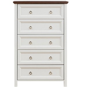 FONTOI Dressers, Tall Dressers with Wood Top and 5 Drawers, Dressers Organizer for Bedroom Entryway Hallway, White, 31.3"*48"*15.75" - 1 of 4