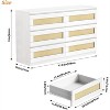 Rattan Dresser for Bedroom, 6 Drawer Dresser for Bedroom, Modern Wide Chest of Drawers with Anti-Tip Kit & Smooth Slide Rail, Wood Storage - 2 of 4