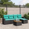 vidaXL 6 Piece Patio Sofa Set with Cushions - Black Poly Rattan without Storage - 2 of 4
