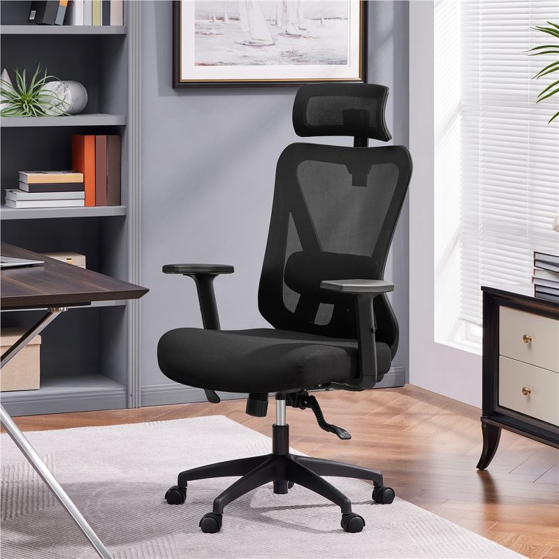 Yaheetech High Back Mesh Office Desk Chair with Multi-adjustable Headrest, 2 of 11