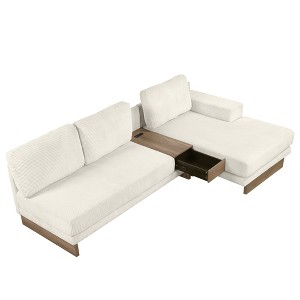 VYNXARIA 114in L-shaped Sofa Sectional Sofa with Two USB Ports and Two Power Sockets,a Storage Drawer and a Reversible Chaise Lounge,Beige - 1 of 4
