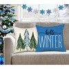 Blue Christmas Pillow Covers 18x18 Set of 4 Farmhouse Xmas Decorations Merry Christmas Tree Truck Hello Winter - 2 of 3