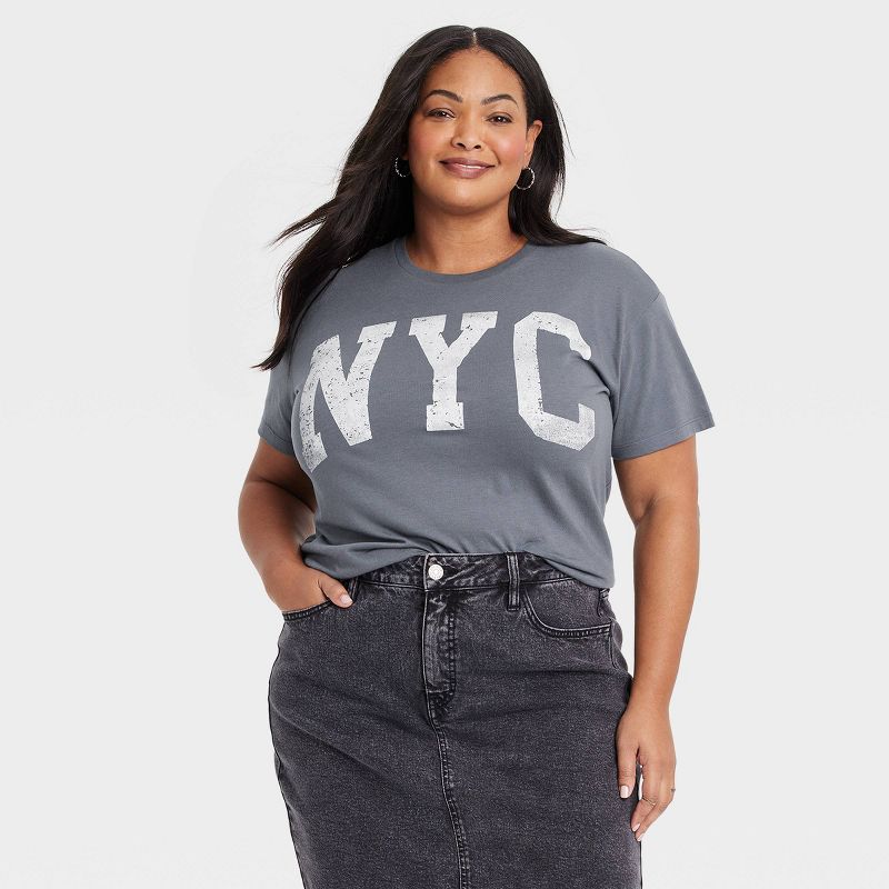 Women's NYC Short Sleeve Graphic T-Shirt - Gray, 1 of 4
