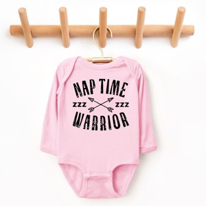 The Juniper Shop Nap Time Warrior Long Sleeve Bodysuit - 18M - Pink - 1 of 4