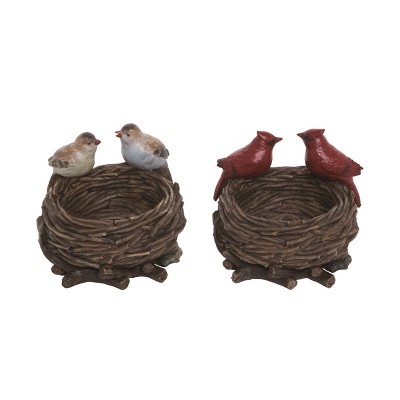 Transpac Resin Bird Nest Container Set of 2 for Spring Decor Decorative Objects for Home and Garden