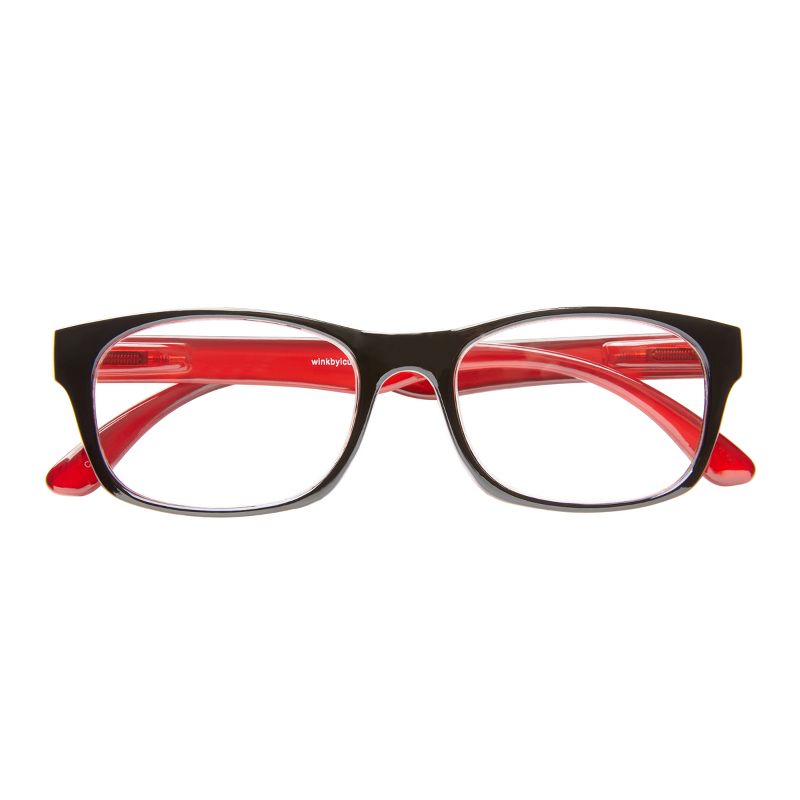 ICU Eyewear Wink Glendale Black/Red Reading Glasses, 1 of 10