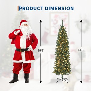Artificial Pre-Lit Christmas Tree With durable metal stand,Highly Realistic Slim Pencil Christmas Tree，Holiday Decoration，Multiple Sizes Available - 1 of 4