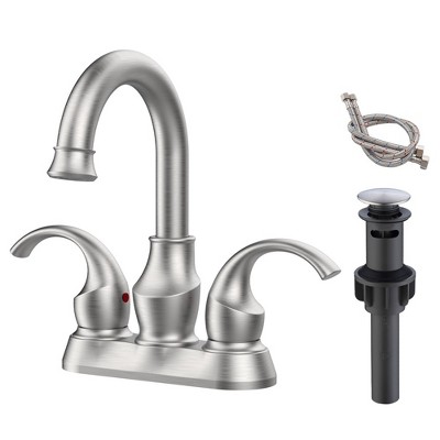 LOVMOR Bathroom Faucet 2-Handle Brushed Gold with 360 Degree Rotating Spout