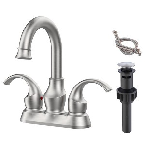 LOVMOR Bathroom Faucet 2-Handle Brushed Gold with 360 Degree Rotating Spout - 1 of 4