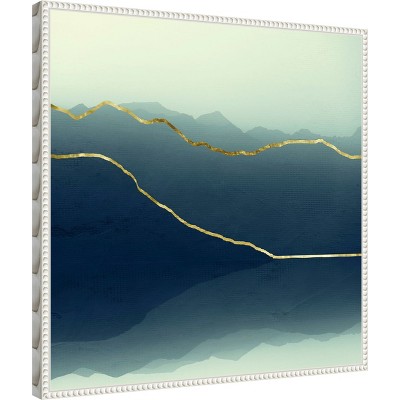 Gold Lined Abstract Mountain Framed Canvas Wall Art