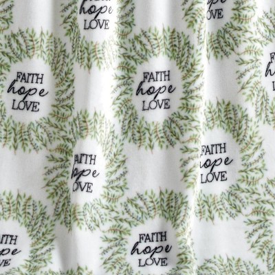 Faith Hope Love White and Green Fleece Throw Blanket
