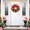 24 Inch Christmas Wreath with Lights for Front Door, Large Lighted Outdoor Christmas Wreath with Operated LED Lights Red Gold Xmas Balls - 3 of 4