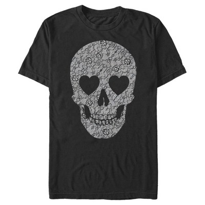Men's Lost Gods Lace Print Heart Skull T-shirt - Black - X Large : Target