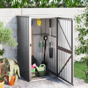 VidaXL Garden Tool Shed Gray 34.6"x35"x63.4" Galvanized Steel - 1 of 4