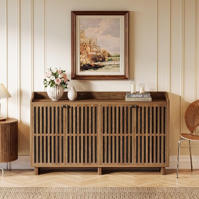 Hommoo 55-inch Farmhouse Sideboard Buffet Cabinet with 4 Doors