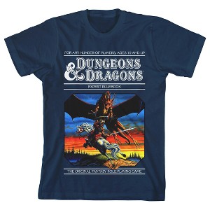 Bioworld Dungeons & Dragons Expert Rule Book Cover Youth Navy Blue Short Sleeve Crew Neck Tee - 1 of 3