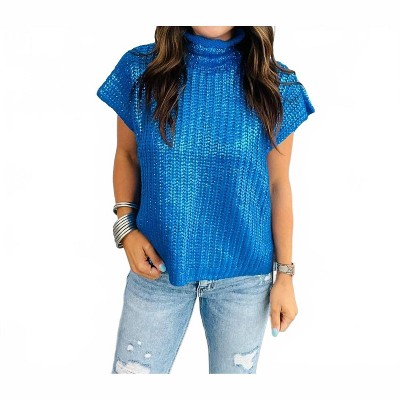 Women's Metallic Sweater Top - SHE + SKY