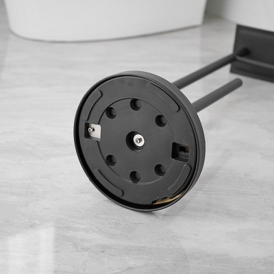 Matte Black Freestanding Stainless Steel Toilet Paper Holder with Storage Shelf