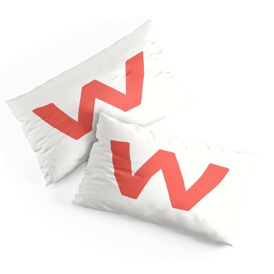 Deny Designs King April Lane Art Block Red Monogram W Microfiber Printed Pillow Sham