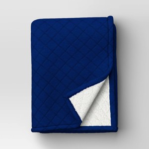 Faux Shearling Reverse Quilted Jersey Throw Blanket Heathered - Room Essentials™ - 1 of 4